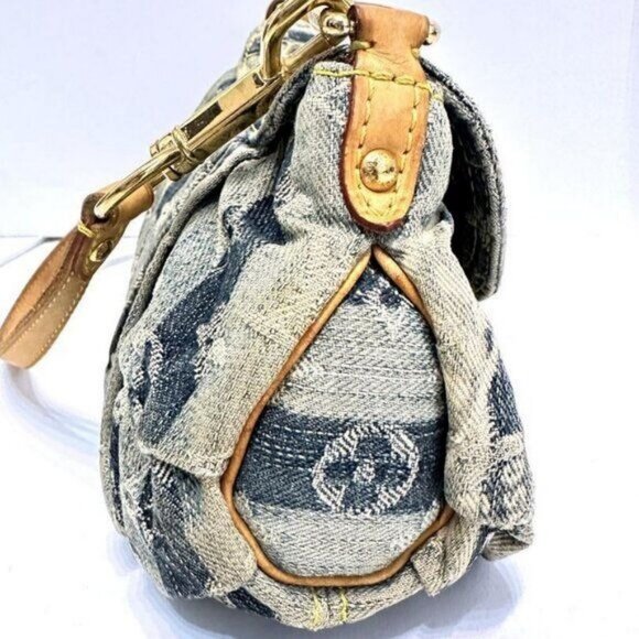 Authentic Louis Vuitton Denim Mini Pleaty Vintage Pouch Pochette Bag Monogram - Picture 8 of 14